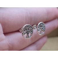 Echt zilveren oorbel stekers levensboom